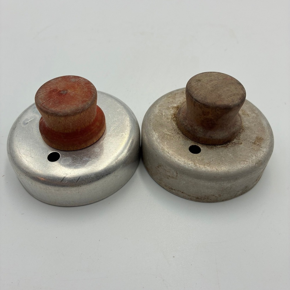Vintage Aluminum Biscuit Cutters with Wood Handles Set of 2 Round Pastry Tools